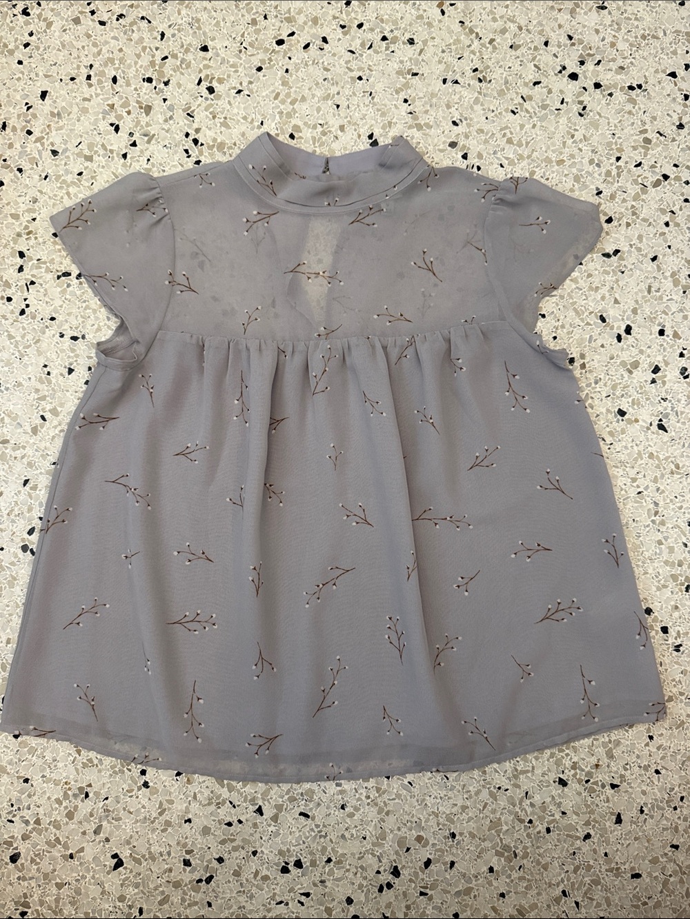 a new day Grey Floral Chiffon Blouse